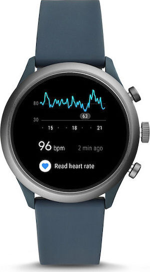 Fossil Sport Stainless Steel 43mm Smartwatch with Heart Rate Monitor (Blue) view 2