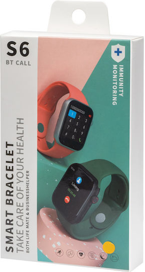 S6 38mm Smartwatch with Heart Rate Monitor (Black) vue 2