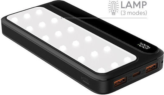 Rebeltec P10 LCDPD Power Bank 10000mAh 22.5W with 2 USB-A Ports and USB-C Port Black view 1