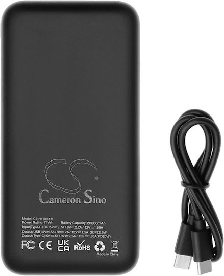 Cameron Sino HYG061 Power Bank 20000mAh with 2 USB-A Ports Black vue 3