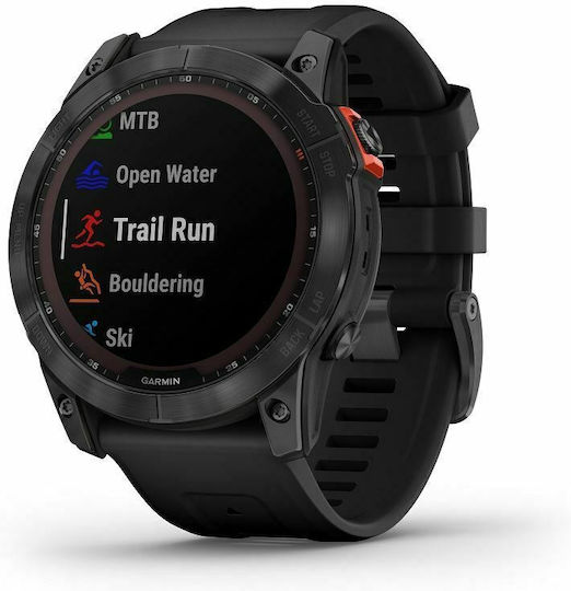 Garmin Fenix 7X Solar Stainless Steel 51mm Waterproof Smartwatch with Heart Rate Monitor (Slate Grey with Black Band) view 3