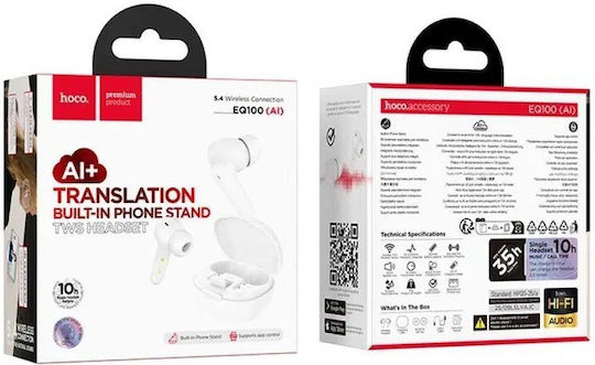 Hoco EQ100 In-ear Bluetooth Handsfree Earphones with Charging Case White view 3