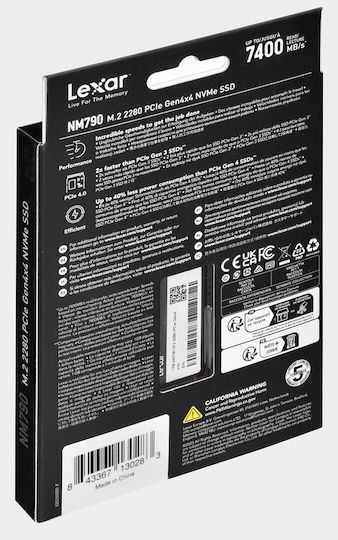 Lexar NM790 SSD 1TB M.2 Type with PCI Express 4.0 Connection PS5 Compatible LNM790X001T-RNNNG vista 7