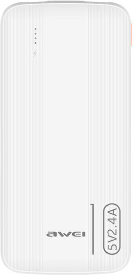 Awei P20K Power Bank 10000mAh with 2 USB-A Ports and USB-C Port White