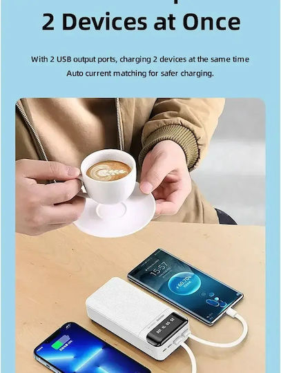 Remax RPP-103 Power Bank 30000mAh with 2 USB-A Ports and USB-C Port White view 4