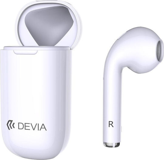 Devia Mono Earbud Bluetooth Handsfree Earphone with Charging Case White view 1