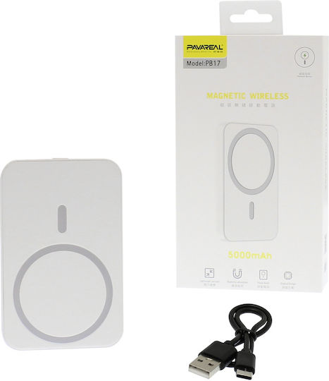 Pavareal PA-PB17 MagSafe Power Bank 5000mAh with USB-A Port White view 5
