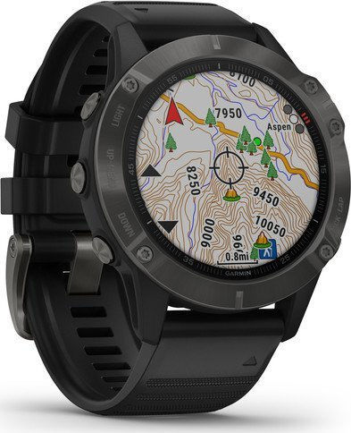 Garmin Fenix 6 Sapphire Stainless Steel 47mm Smartwatch with Heart Rate Monitor (Carbon Grey DLC with Black Band) view 3