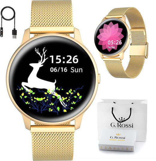 G.Rossi SG010E Stainless Steel 45mm Smartwatch with Heart Rate Monitor (Gold) view 2