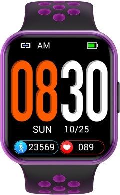 S226 1.72 Inch Waterproof Smart Sports Watch Support Heart Rate Monitoring Blood Pressure Monitoring Black Purple view 1