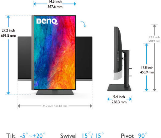 BenQ PD2706U IPS HDR Monitor 27" 4K 3840x2160 with Response Time 5ms GTG view 9