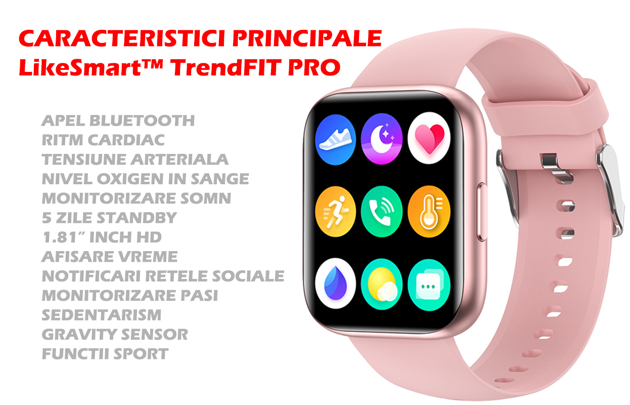 TrendFIT PRO Aluminium Smartwatch with Heart Rate Monitor (Pink) view 7
