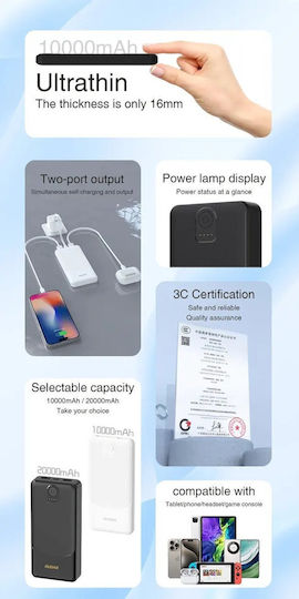 Dudao K10 Power Bank 10000mAh 12W with 2 USB-A Ports White vue 3