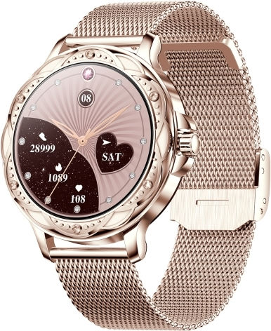 Cf12 1.2 Inch Waterproof Smart Steel Strap Wristband Support Heart Rate Monitoring Blood Pressure Monitoring Gold view 1