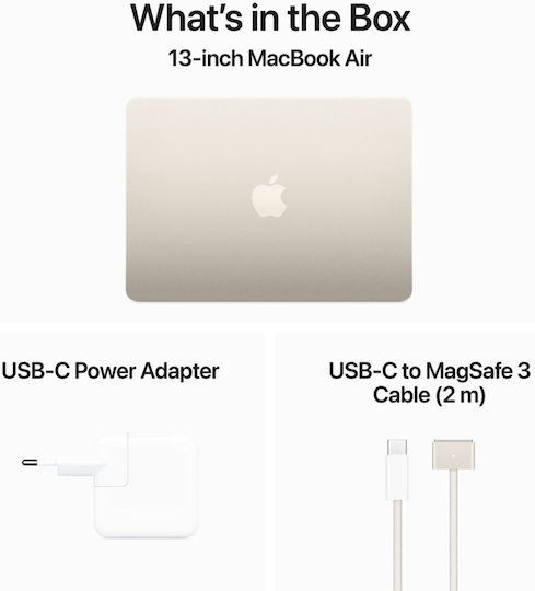 Apple MacBook Air 13" (2024) 13.6" Retina Display (M3-8-core/16GB/256GB SSD) Starlight (GR Keyboard) view 4