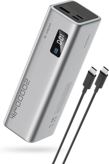 Cuktech CUKP200XGLGR Power Bank 20000mAh 100W with USB-A Port and 2 USB-C Ports Gray view 1