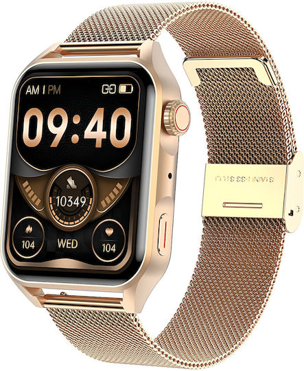 Oro Collection Smartwatch Idealstore 1.78 Inch Touch Screen Bluetooth Call Message Handling Heart Rate Sleep Monitoring Multi-sport Built-in Speaker Microphone Ip67 Alarm Android-ios Long Battery Gold Metal Edition