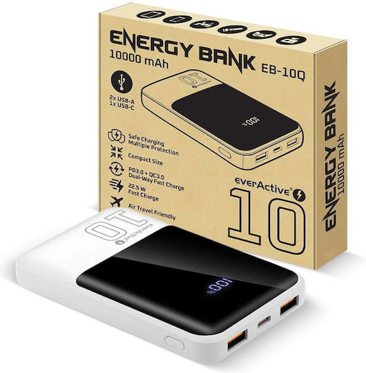 everActive EB-10Q Power Bank 10000mAh 22.5W with 2 USB-A Ports and USB-C Port White view 5