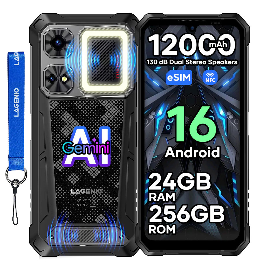 Lagenio Rhino 1 Pro 8/256GB Rugged Smartphone Black