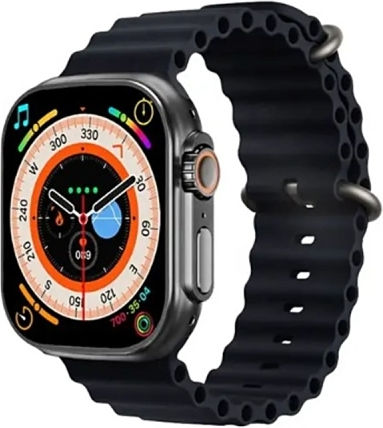T800 Ultra 1.99 Inch Ocean Silicone Band Smart Watch Support Heart Rate Ecg Black