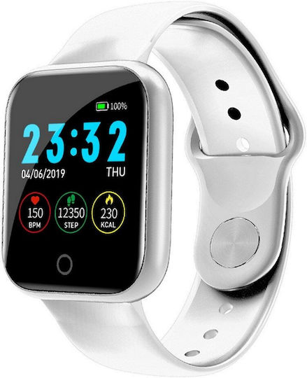 Fit Fashion I5 Smartwatch Fitness Bracelet Multiple Display Options Heart Rate Blood Pressure Monitoring Call Text Notifications Bluetooth Assistance Music Play Control White Silicone view 1