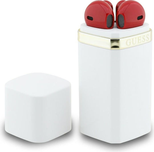 Guess Lipstick Earbud Bluetooth Handsfree Earphones with Charging Case White view 1