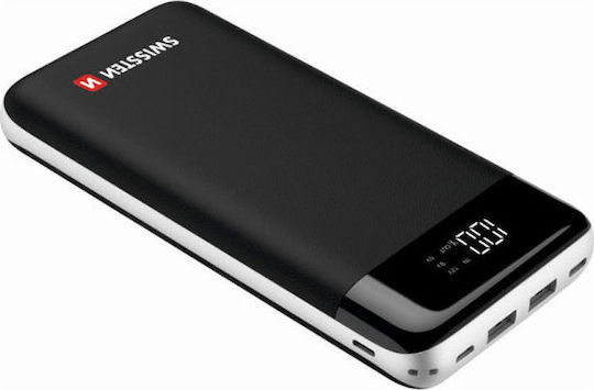 Swissten Black Core Power Bank 30000mAh 18W with USB-A Port and USB-C Port Quick Charge 3.0 Black