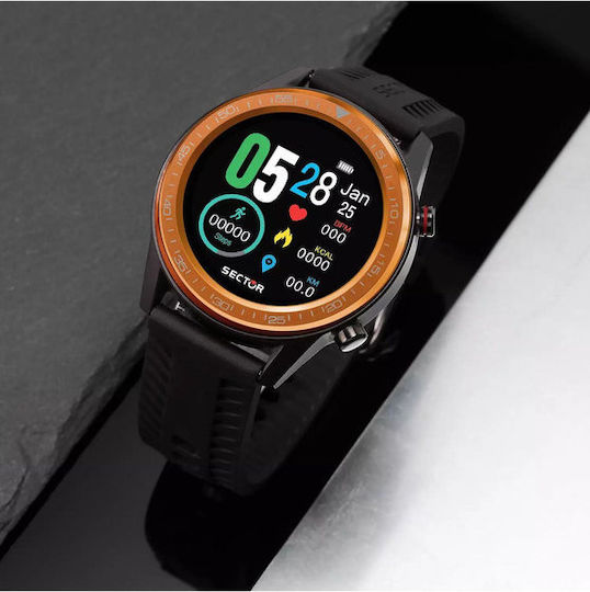 Sector S-02 46mm Smartwatch with Heart Rate Monitor (Black Silicone Strap) view 7