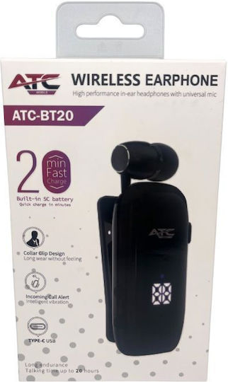 ATC BT20 In-ear Bluetooth Handsfree Earphone Lapel Black view 3