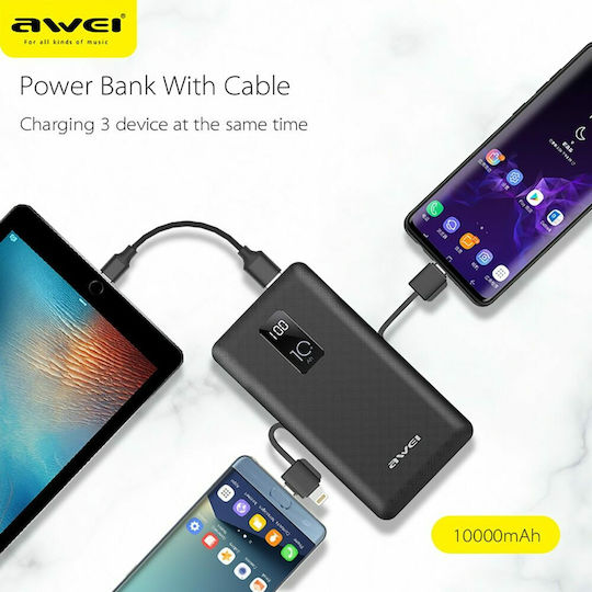 Awei P8K Power Bank 10000mAh with USB-A Port Black view 4