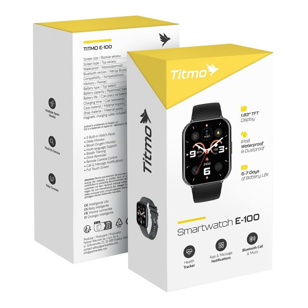 Titmo Smartwatch E-100 TFT Bluetooth Call Black view 5