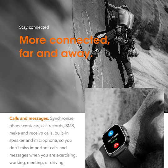 Microwear DT9 Ultra 42mm Smartwatch with Heart Rate Monitor (Black) vue 2