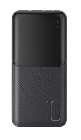 XO PR251 Lighted Power Bank 10000mAh with 2 USB-A Ports and USB-C Port Black