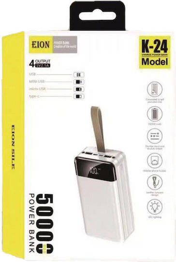 EION K-24 Power Bank 50000mAh with 2 USB-A Ports and USB-C Port White