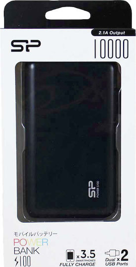 Silicon Power S100 Power Bank 10000mAh with 2 USB-A Ports Black view 3