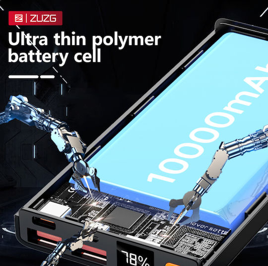 Zuzg J49p Power Bank 20000mAh Fast Charging PD 20W QC 22.5W LED Display & USB-C Black view 5