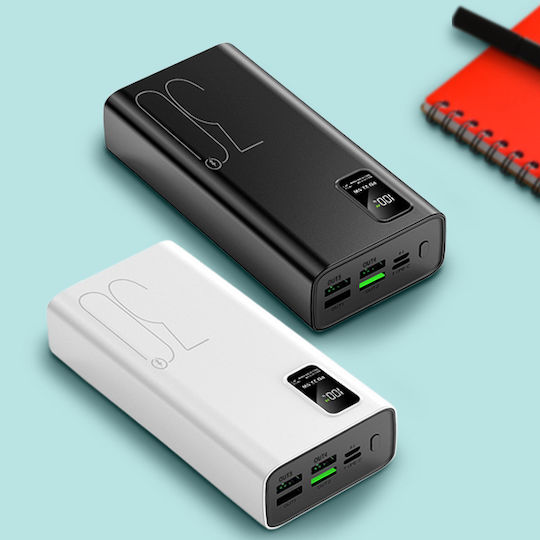 ET-Q8 Power Bank 30000mAh 22.5W with 4 USB-A Ports and 2 USB-C Ports Power Delivery Black vue 3