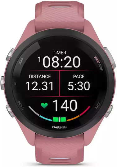 Garmin Forerunner 265s Waterproof Smartwatch with Heart Rate Monitor (Light Pink/Whitestone)