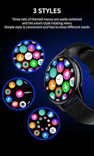 Microwear T2 Pro Smartwatch with Heart Rate Monitor (Black) view 2