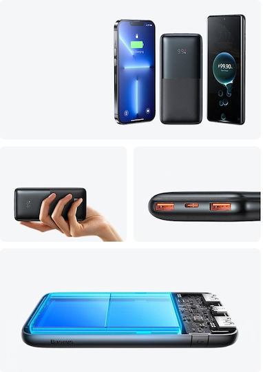 Baseus Bipow Pro Power Bank 10000mAh 20W with 2 USB-A Ports and USB-C Port White view 6