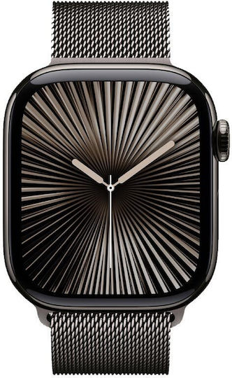 Apple Watch Series 10 Cellular Titanium 42mm Waterproof with eSIM and Heart Rate Monitor (Slate Titanium with Slate Milanese Loop)