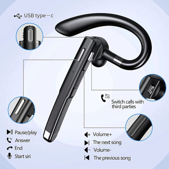 YYK-520 In-ear Bluetooth Handsfree Earphone Black view 3