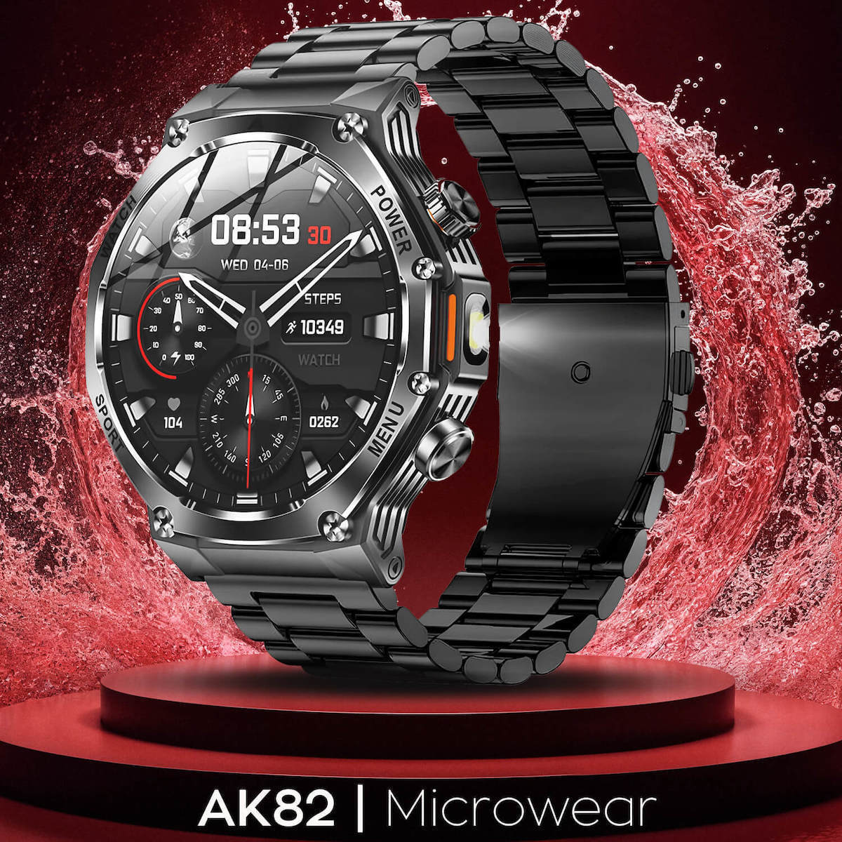 Microwear AK82 Smartwatch (Grey Silicone) vue 2
