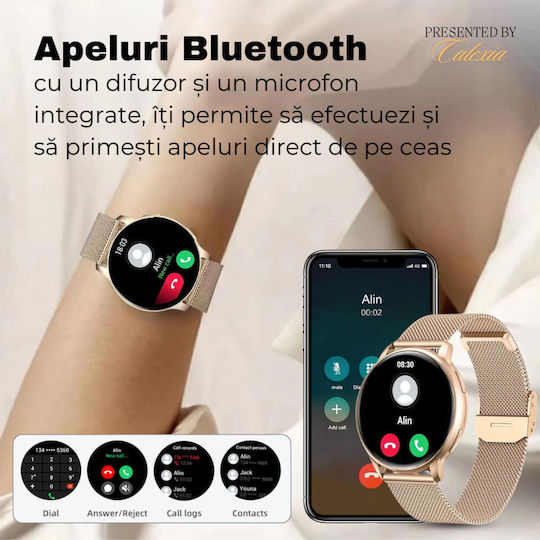 Ceas Y11 42mm Smartwatch with Heart Rate Monitor (Gold) view 2