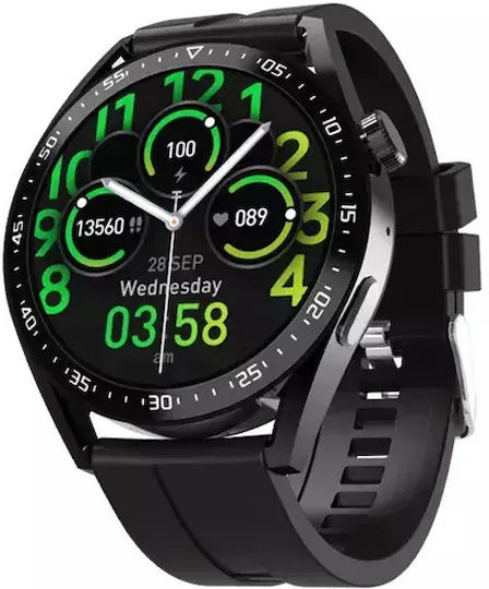 Microwear HW28 Stainless Steel Smartwatch with Heart Rate Monitor (Black) view 2
