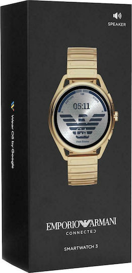 Emporio Armani Matteo Stainless Steel 44mm Smartwatch with Heart Rate Monitor (Gold) view 6
