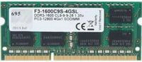 G.Skill DDR3L Memory RAM With Module 1x4GB And Speed 1600 For Laptop F3-1600C9S-4GSL