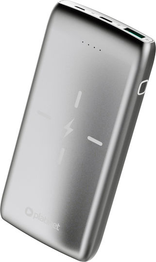 Platinet QI Wireless Charging Power Bank 10000mAh 10W with 2 USB-A Ports and USB-C Port Quick Charge 3.0 Silver view 2