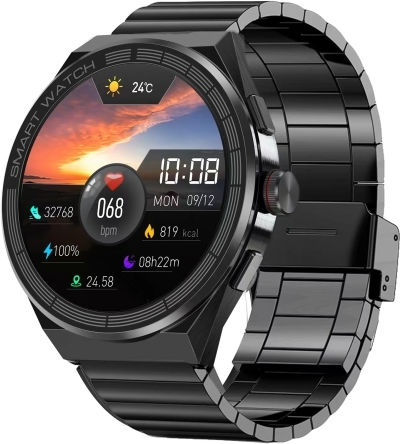 Bm01 1.45 Inch Steel Band Ip68 Waterproof Smart Watch Support Bluetooth Call Nfc Black