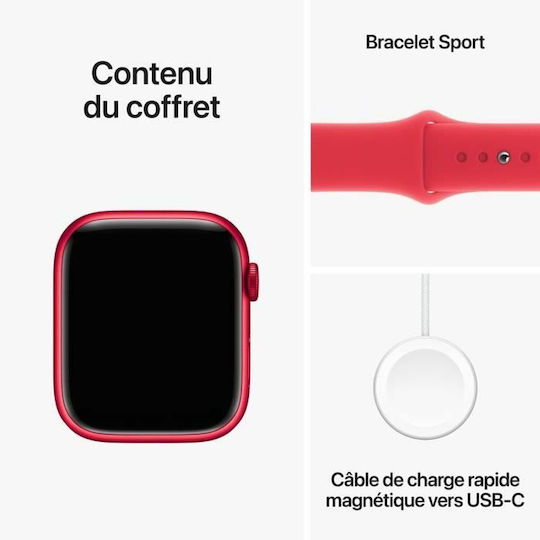 Apple Watch Series 9 Cellular Aluminium 45mm Waterproof with eSIM and Heart Rate Monitor ((PRODUCT)RED Sport Band (M/L)) view 3